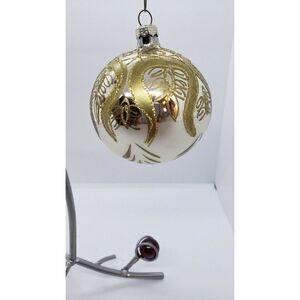 Gold Designed Christmas Ornament Handblown and Hand Painted